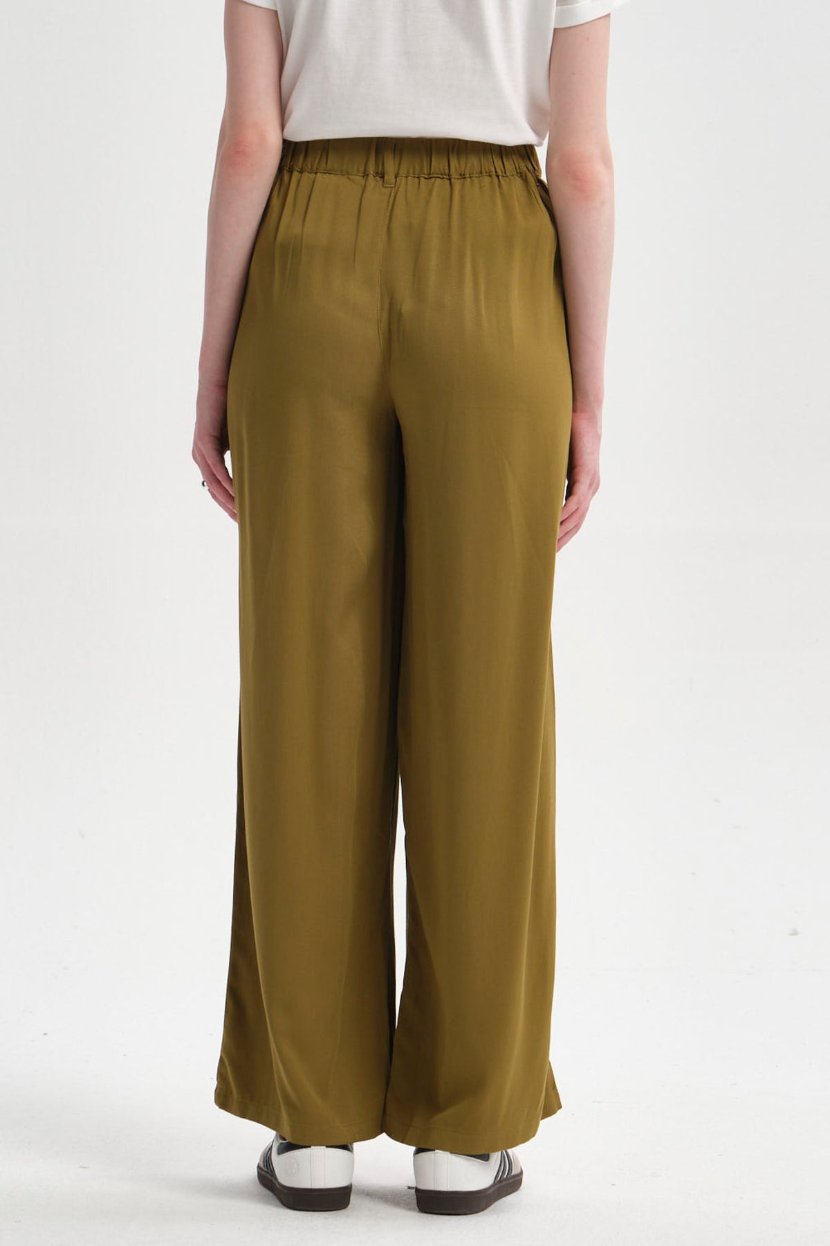 Pantalón Mujer Palazzo Sastrero  Verde Olivo