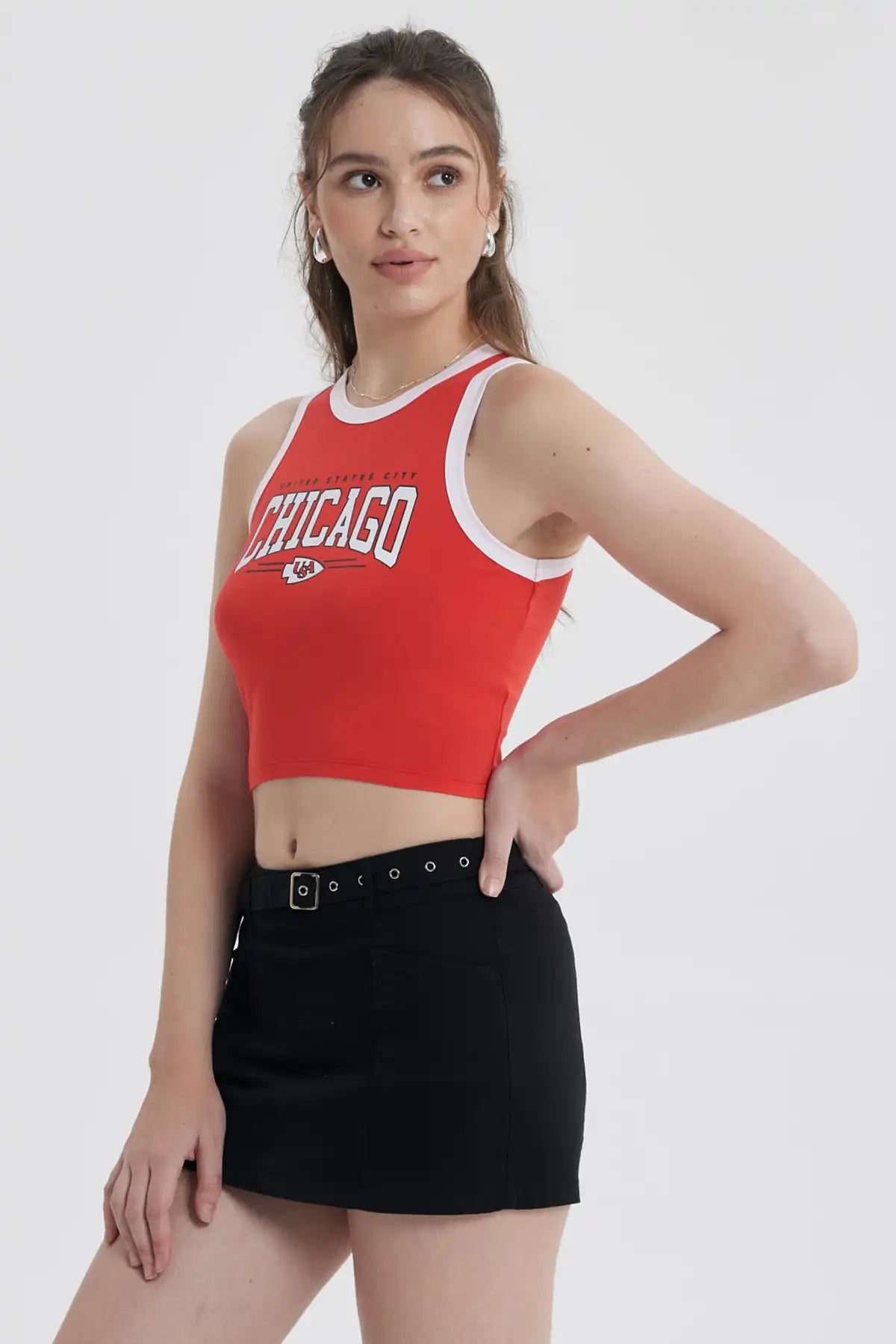 Polera Mujer Contraste Rojo