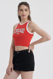Polera Mujer Contraste Rojo
