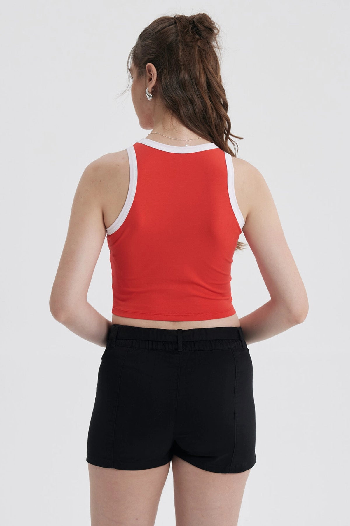 Polera Mujer Contraste Rojo