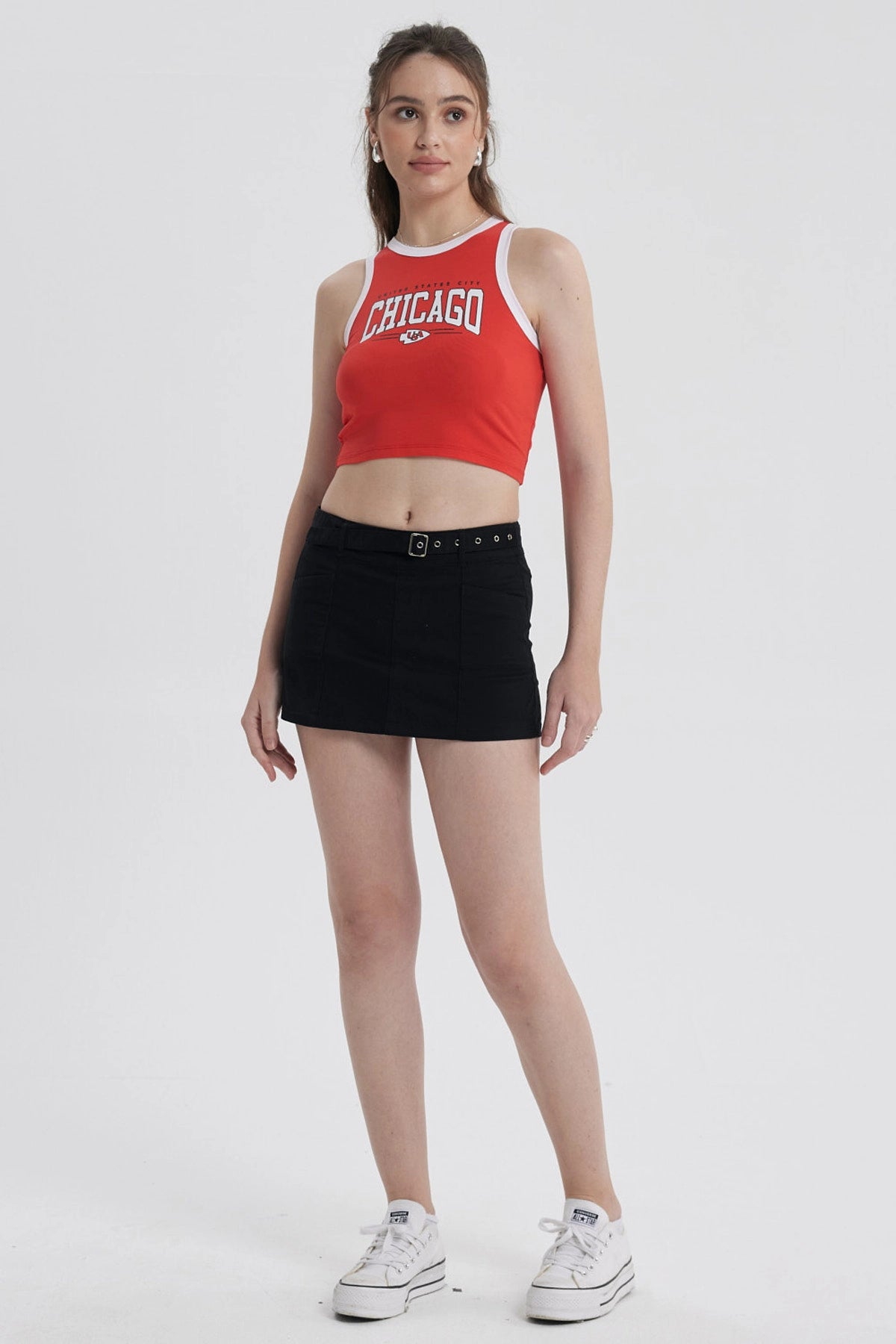 Polera Mujer Contraste Rojo