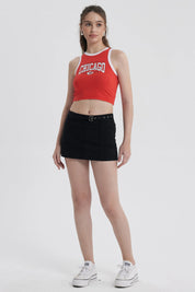Polera Mujer Contraste Rojo