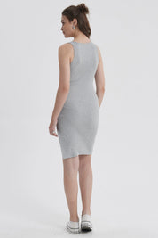 Vestido Mujer Halter Midi Gris Melange