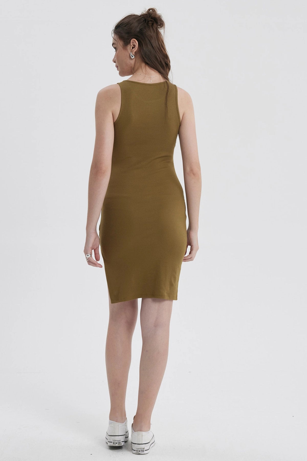 Vestido Mujer Halter Midi Verde Olivo