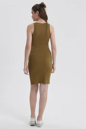 Vestido Mujer Halter Midi Verde Olivo