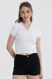 Polera Mujer Escote V Blanco