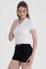 Polera Mujer Escote V Blanco