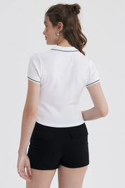 Polera Mujer Escote V Blanco