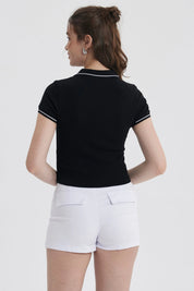 Polera Mujer Escote V Negro