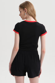 Polera Mujer Contraste Negro
