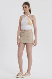 Short Mujer Short Con Cinturón Beige Claro