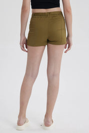 Short Mujer Short Con Cinturón Verde Olivo