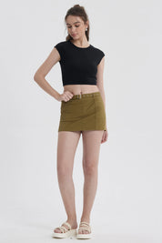 Short Mujer Short Con Cinturón Verde Olivo