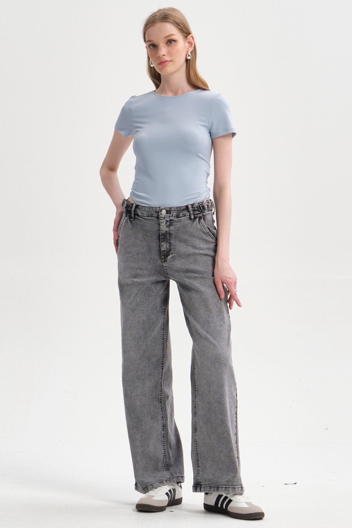 Polera Mujer Body Liso Celeste