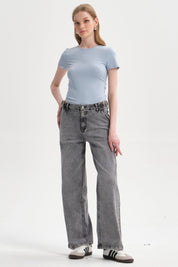 Polera Mujer Body Liso Celeste