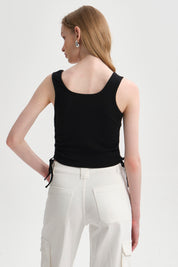 Polera Mujer Recogido Costado Negro