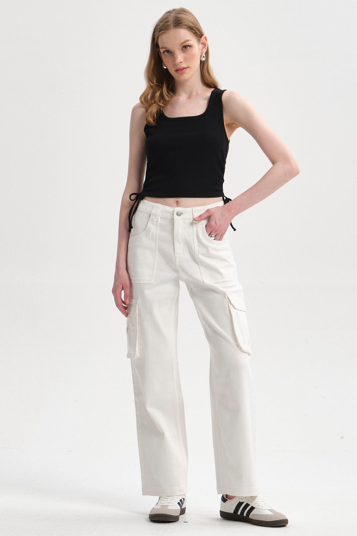 Polera Mujer Recogido Costado Negro