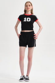 Short Mujer Raya Costado Negro