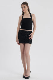 Falda Mujer Lentejuela Negro