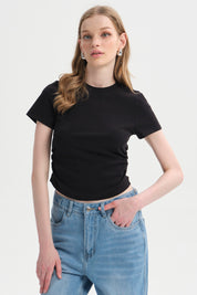 Polera Mujer Recogido Negro