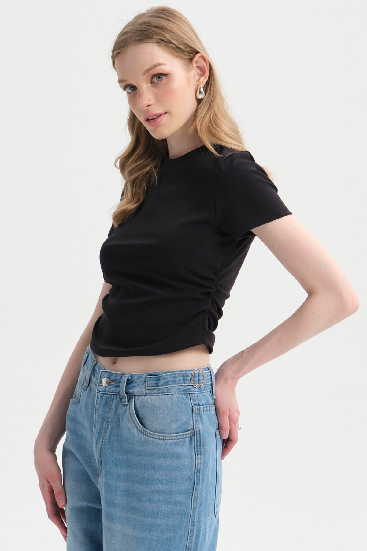 Polera Mujer Recogido Negro