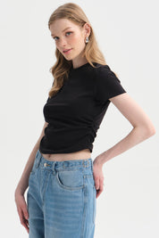 Polera Mujer Recogido Negro