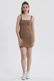 Vestido Mujer Drapeado Chocolate
