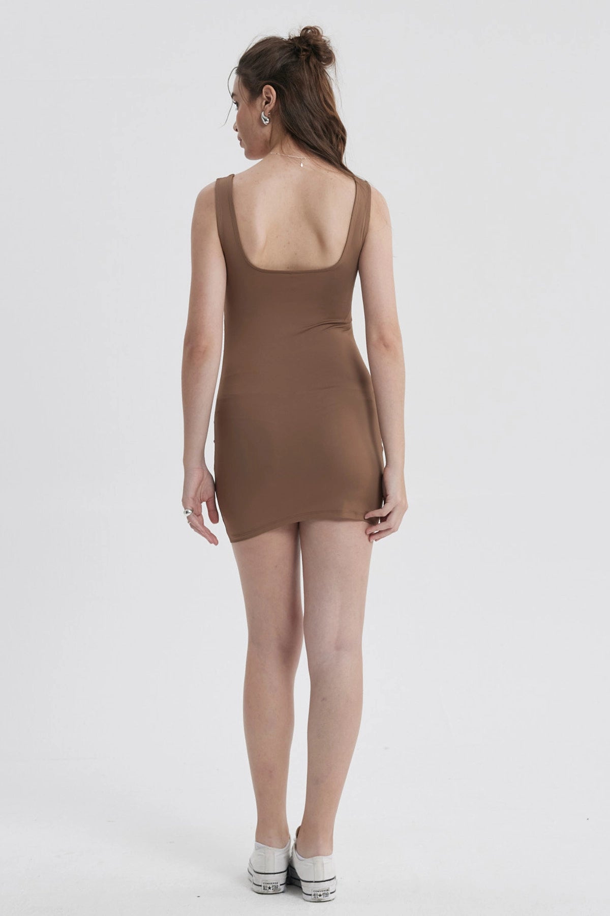 Vestido Mujer Drapeado Chocolate