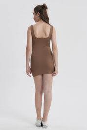 Vestido Mujer Drapeado Chocolate