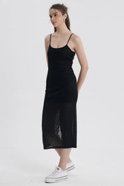 Vestido Mujer Tejido Negro