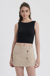 Polera Mujer Con Bote Abertura Negro