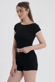 Polera Mujer Con Bote Negro