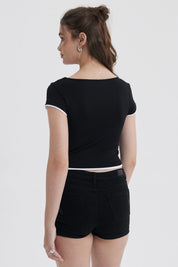Polera Mujer Con Bote Negro