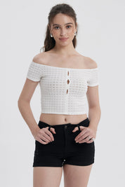 Polera Mujer Escote Bardot Blanco