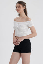 Polera Mujer Escote Bardot Blanco