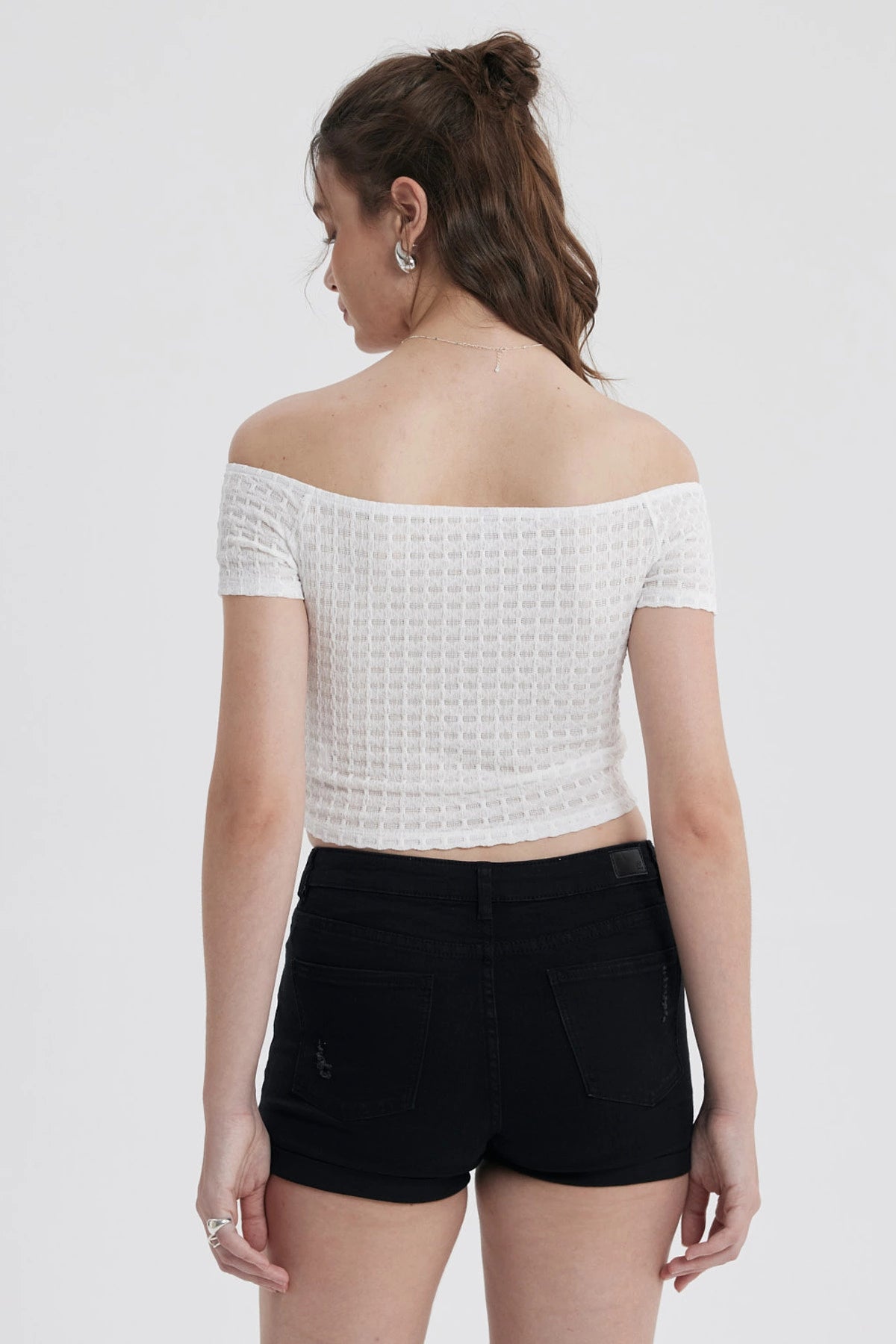 Polera Mujer Escote Bardot Blanco