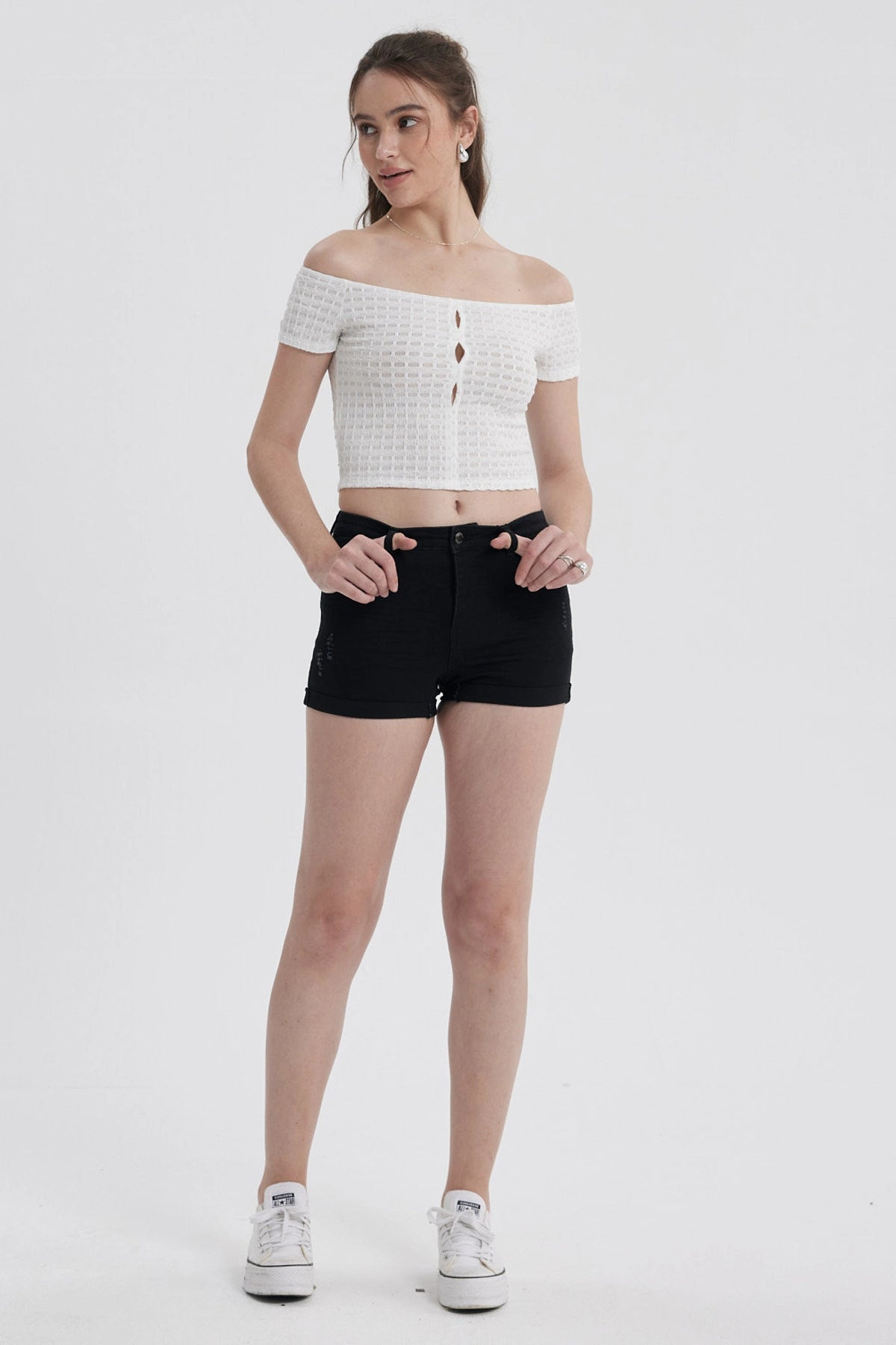 Polera Mujer Escote Bardot Blanco