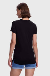 Polera Mujer Estamado Con Aplicación Negro / Fucsia