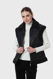 Chaqueta Mujer Efecto Cuero Corto Negro