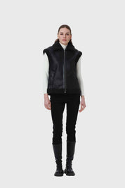 Chaqueta Mujer Efecto Cuero Corto Negro