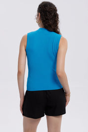 Polera Mujer Rib Azul Claro