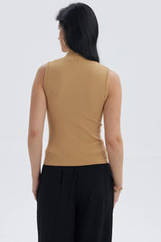 Polera Mujer Rib Camel