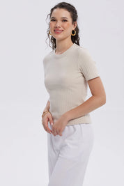 Polera Mujer Rib Crop Lisa Arena