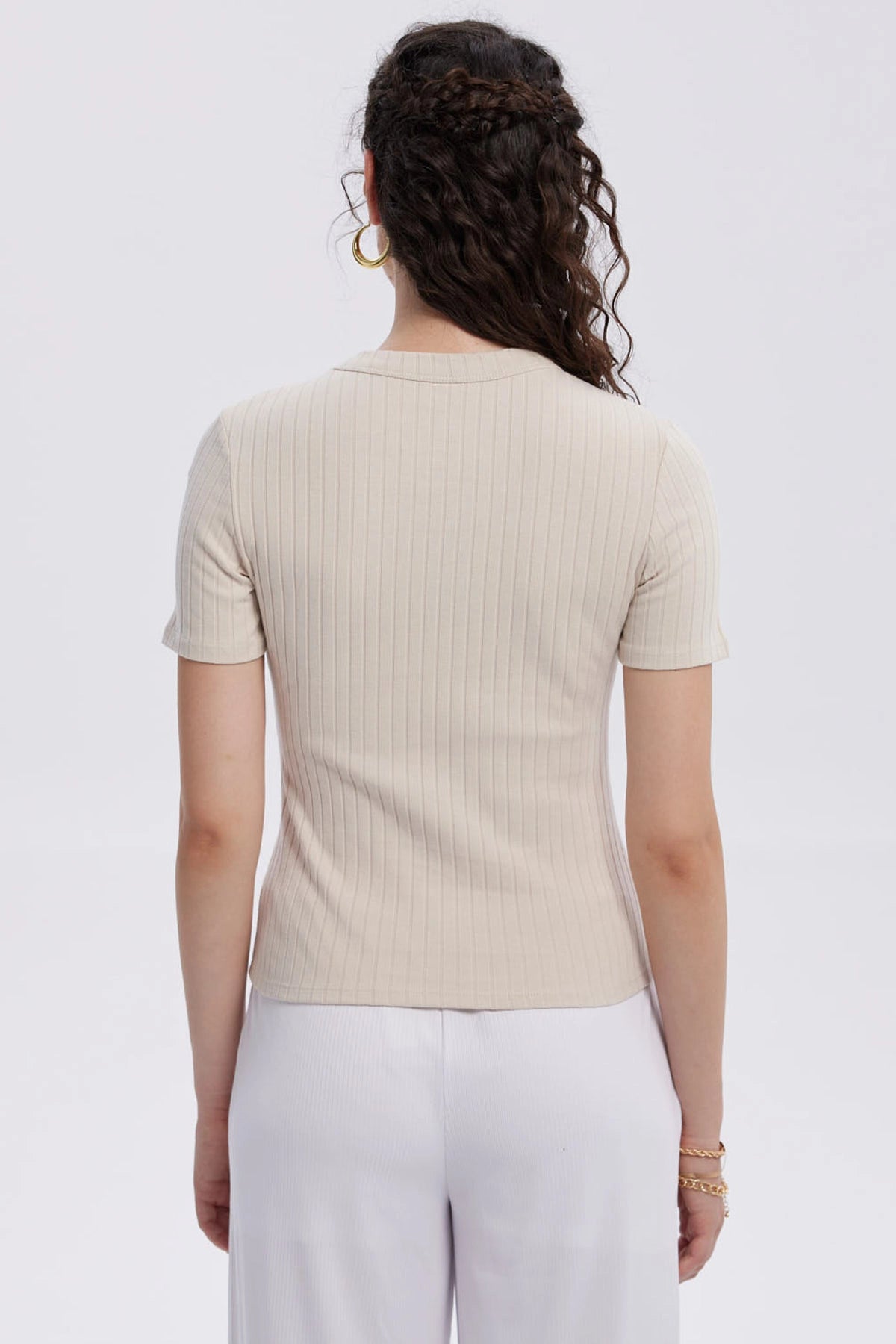 Polera Mujer Rib Crop Lisa Arena