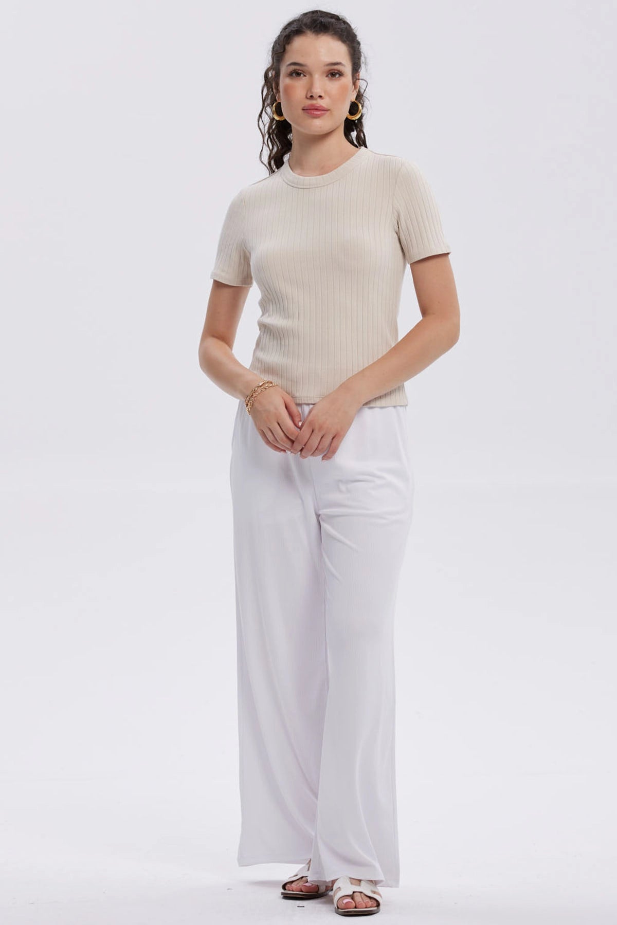 Polera Mujer Rib Crop Lisa Arena