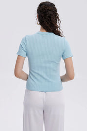 Polera Mujer Rib Crop Lisa Celeste
