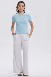 Polera Mujer Rib Crop Lisa Celeste