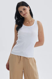 Polera Mujer Rib Lisa Blanco