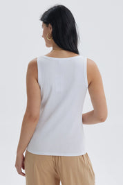 Polera Mujer Rib Lisa Blanco