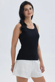 Polera Mujer Rib Lisa Negro